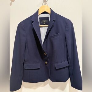 Talbots Petites Navy Structured Blazer Gold Crest Buttons Size 6P Career Classic
